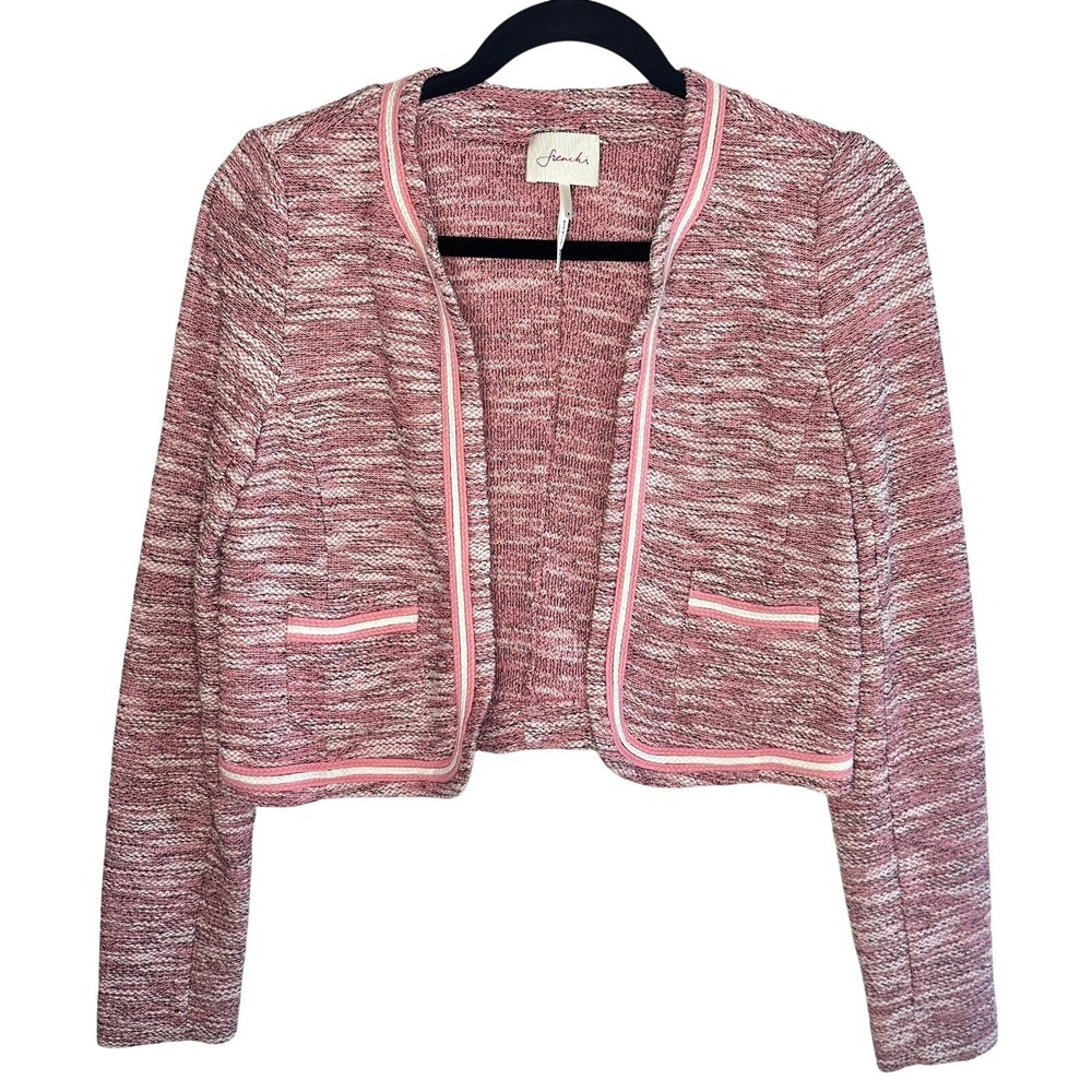 Frenchi Women's Pink Boucle Tweed Blazer Jacket Medium French Girl Coquette Twee